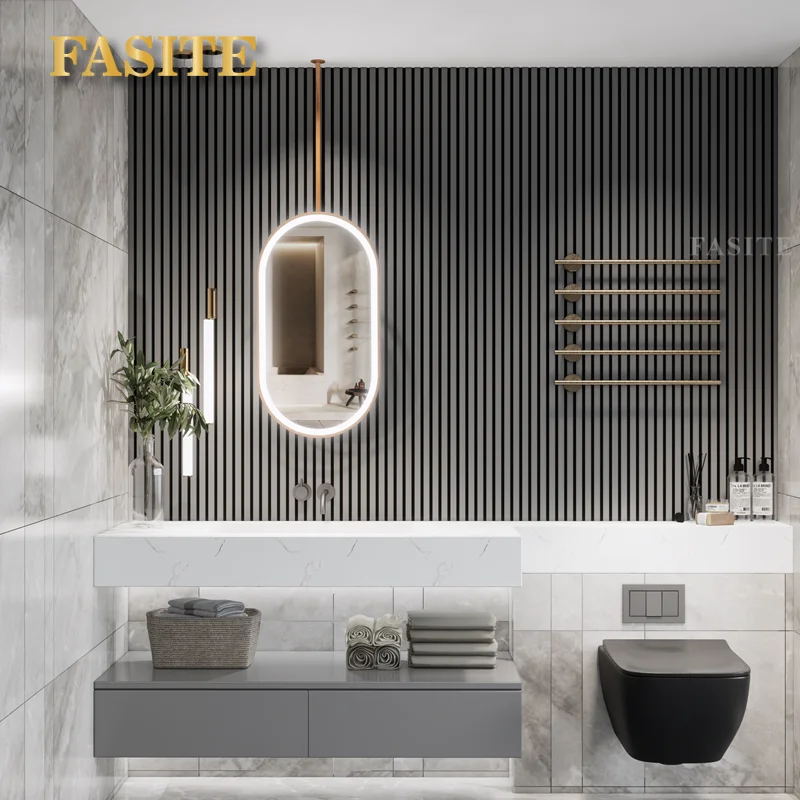 Description Picture 5 of itemOval Bathroom Mirror Led Light Wall Mounted Large Illuminated Shower Mirror Make Up Espejo Bano Aesthetic Room Decor EB5BM