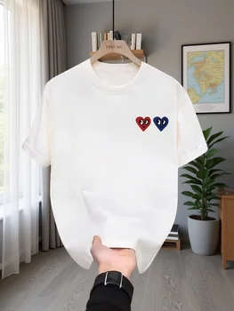 Unisex Double Heart Eyes Graphic T Shirt Harajuku Streetwear Casual Summer Short Sleeve Tee Tops Red Blue Twin Hearts Fashion 1