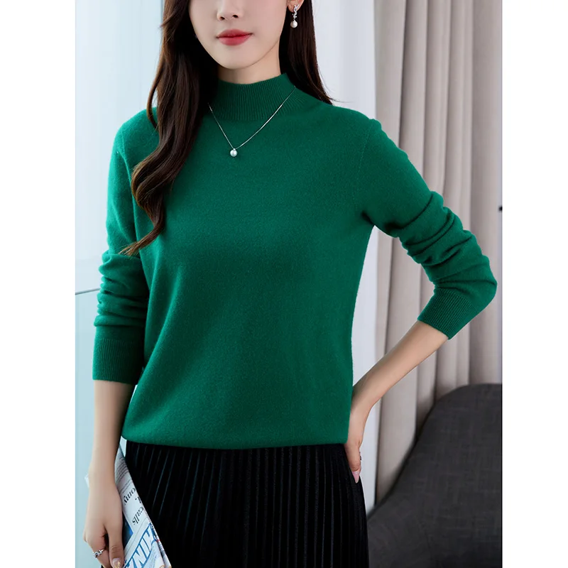 Cashmere Sweater Women Half turtleneck Solid color Pullovers 2025 Winter Autumn Cashmere Sweater Women 4
