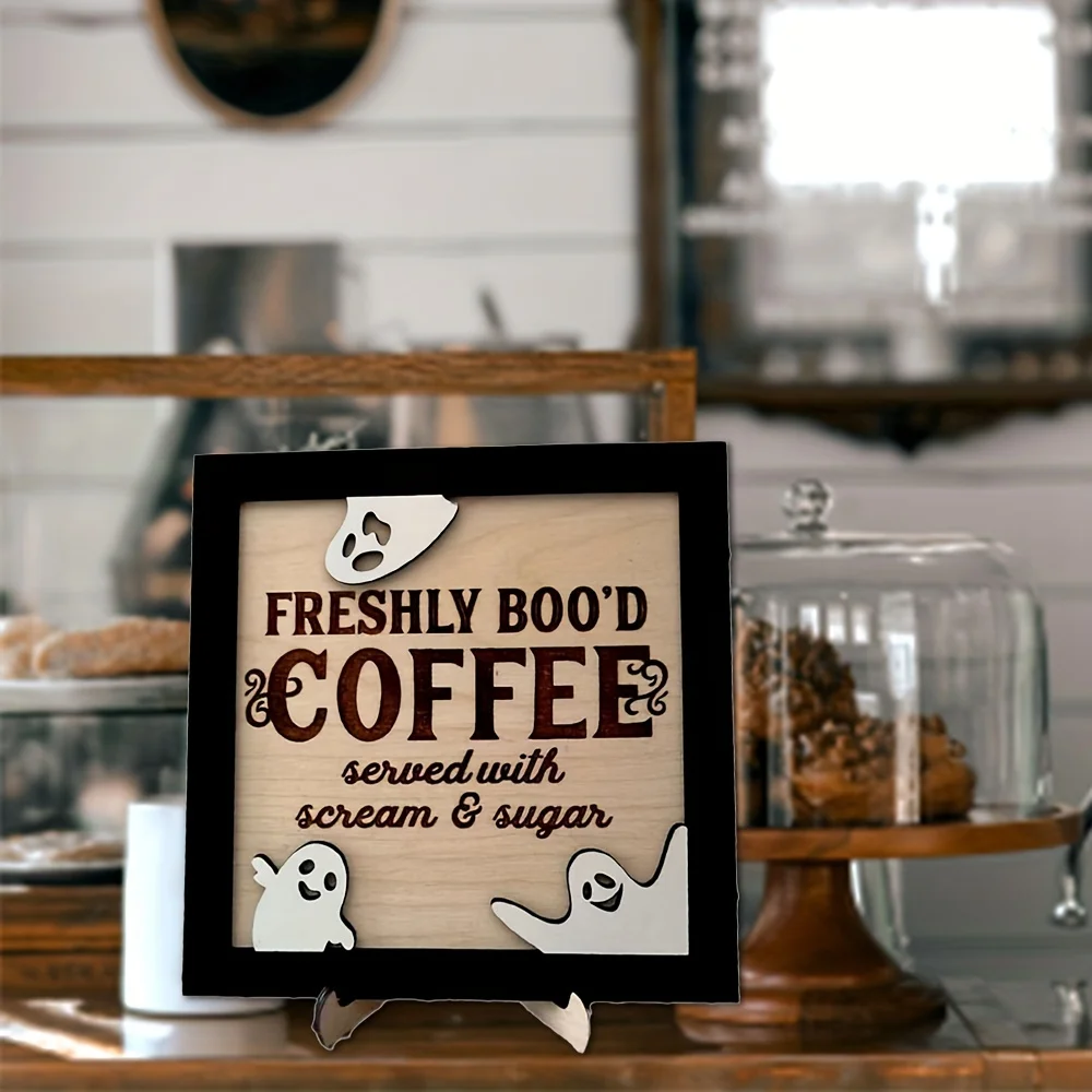 Letrero-de-caf-de-madera-doble-3D-tema-divertido-de-Halloween-caf ...