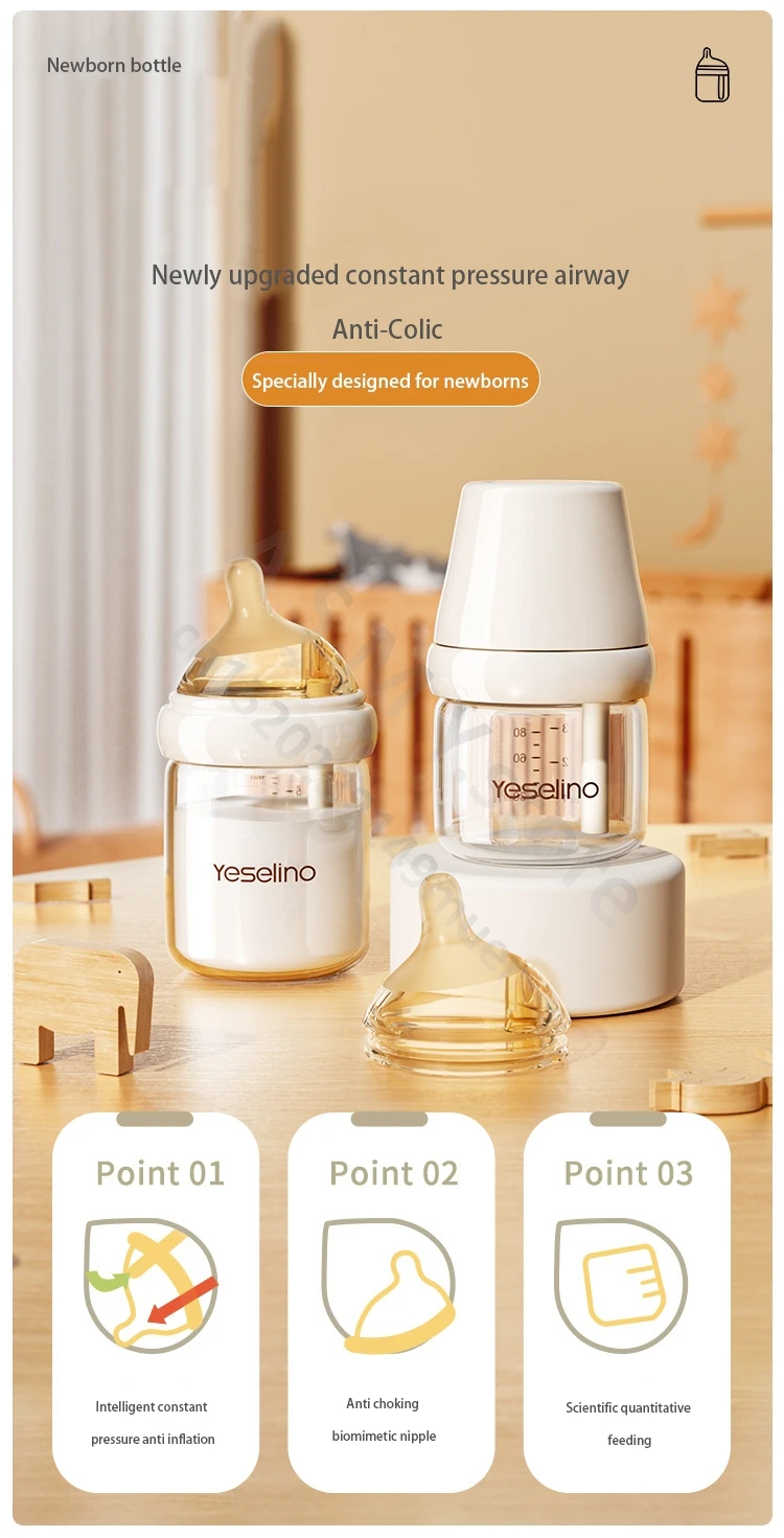 Description Picture 2 of itemYeselino 6th Generation Professional Newborn Bottle/High Borosilicate Glass Anti-colic Bottle/Baby 0-6 months