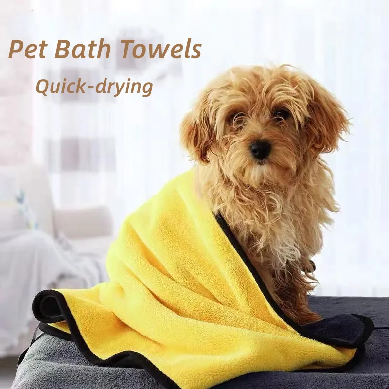 Pet Bath Towel Quick-drying Pet Dog and Cat Towels Soft Fiber Towels Water-absorbent Bath Towel Convenient Pet Shop Cleaning Towel Supplies