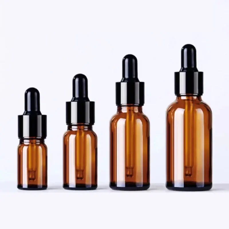 스포이드 병 리필 가능한 병, 앰버 유리 아로마 테라피 액체 피펫 병, 5ml-100ml 시약병, 여행용