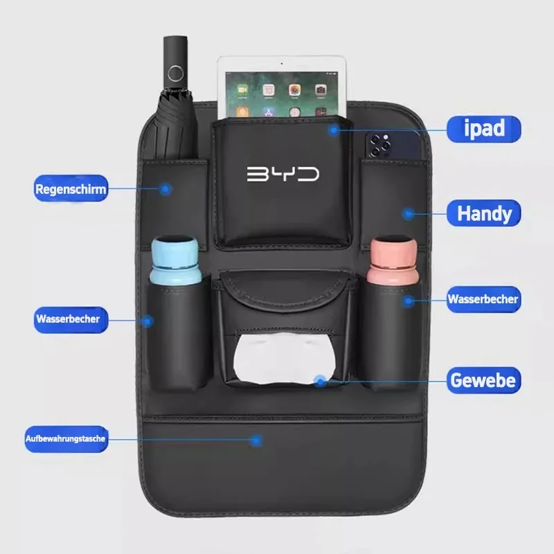 BYD 안티킥 패드 시트 수납 파우치 (송 플러스, 위안 차량용) 차량 내부 정리함 차량 개조 액세서리