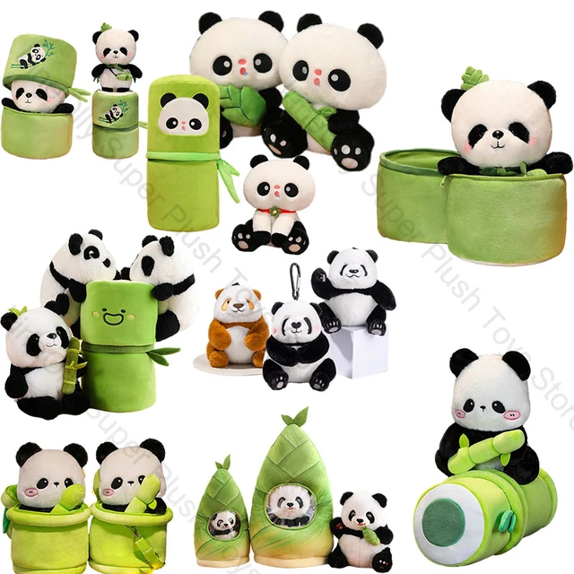 2 In 1 Cute Bamboo Tube Panda Plush Toy Kawaii Stuffed Livelike Panda Hug Bamboo  Plushie