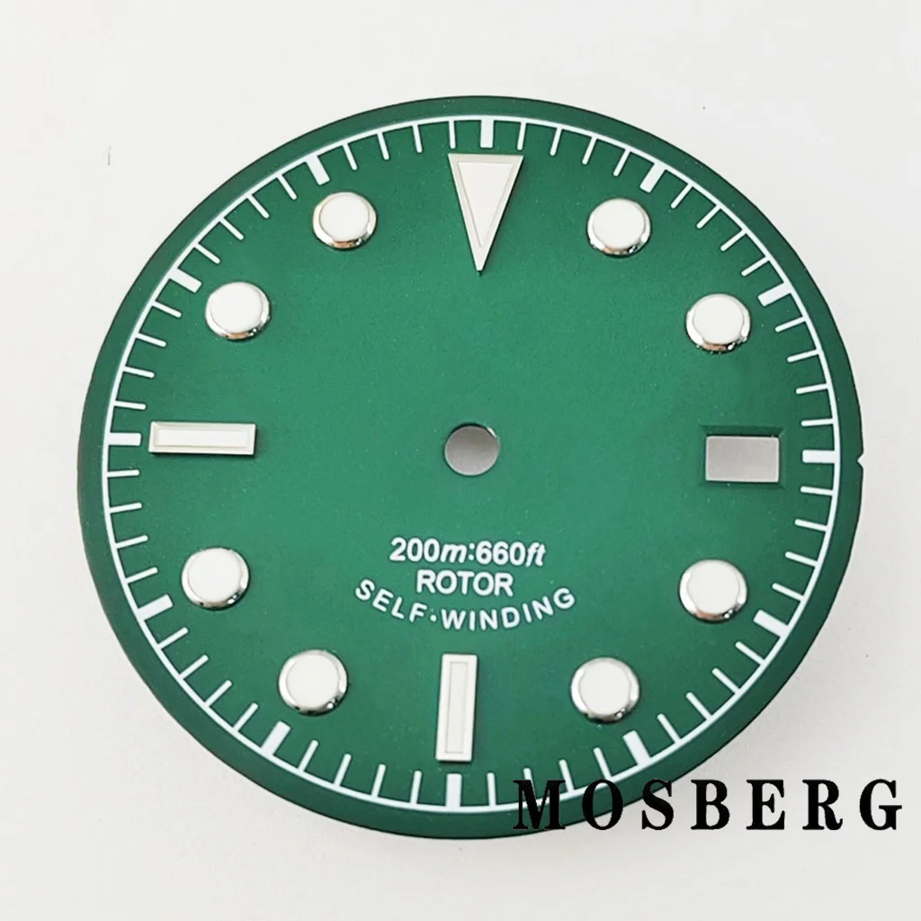 Sterile Green Luminous Watch Dial with Date Window, 30.5mm
