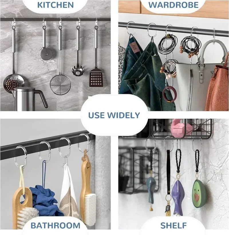 12-24PCS Shower Curtain Rings Plastic C Hooks Transparent Window Rod Hanger Bath Drape Loop Clips Bathroom Curtain C-shape Hook shower curtain clips shower curtain bracket