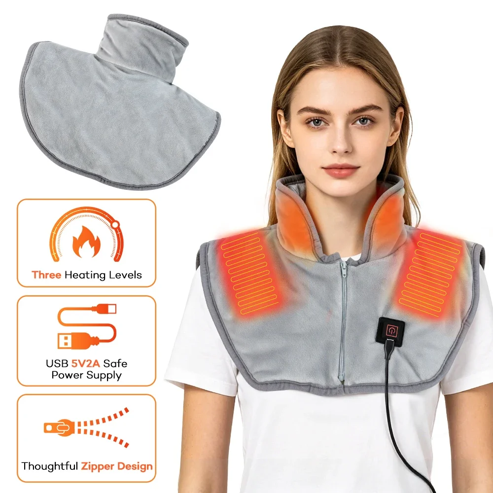 Therapeutic USB Heated Shoulder & Neck Wrap with Adjustable Heat Settings
