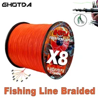 GHOTDA 300M 500M 8 Strands Braided Fishing Line Orange Super Strong Sea Weave Multifilament Lure Lines PE 18-78LB 0.14mm-0.5mm 1