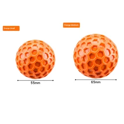 Durable Interactive Sound Honeycomb Ball - Natural Rubber Teething Toy - M (Orange)