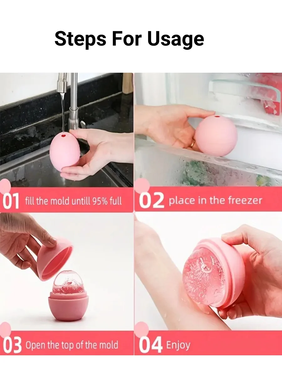 Silicone Round Ball Ice Massage Roller Mold Facial Ice Clean Rolling Mold Body Relaxing Ice Massager Handheld Mould Massage Tool