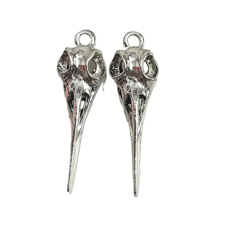 100 Stück Antik Silber Farbe Totenkopf Vogel Kopf Charms Anhänger 37 x 11 mm für Halsketten Armbänder Ohrringe Schmuckherstellung