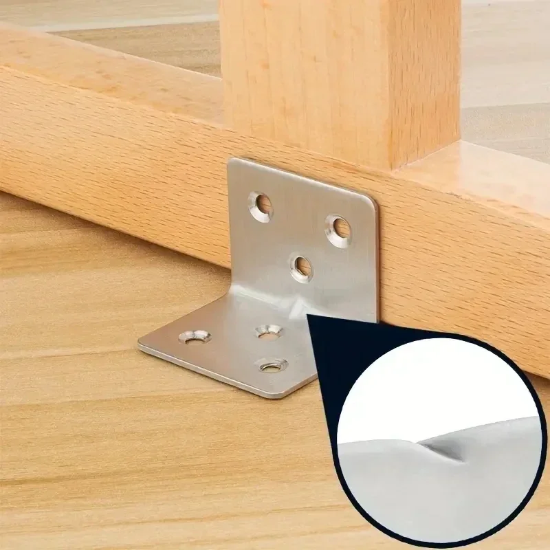 Stainless Steel Corner Brackets 90 Degree Right Angle Fixed Connectors Furniture Bookshelf Cabinet Corner Code L Shaped Bracket