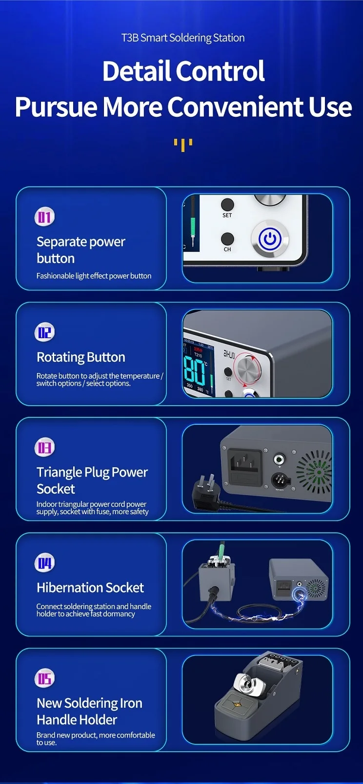 hot air station JCID Aixun T3B 115 T210 Electric Soldering Iron Station With T210 T115 Handle Solder Tips Mobile Phone Welding Repair Platform rework station