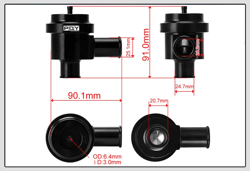 PQY-NEUE RÜCKFÜHRUNG BOV FÜR 2015-2017 SUBARU WRX EINSTELLBARE BLOW OFF VENTIL KIT PQY-BOV02 – Detail 6