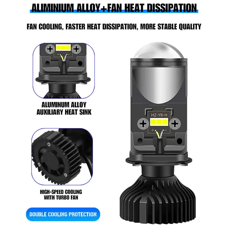 PANDUK Headlight Bulbs H4 Led Canbus 260000LM 9003/HB2 With Mini Projector Lens For Car Motorcycle Plug Play 6000K White 12V 24V