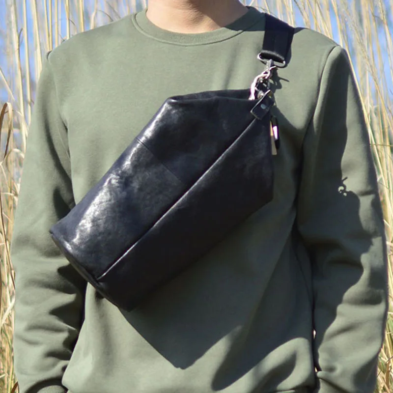 

Мужская нагрудная сумка AETOO, портфель из воловьей кожи на одно плечо, индивидуальная модная сумочка-цилиндр в стиле ретро
