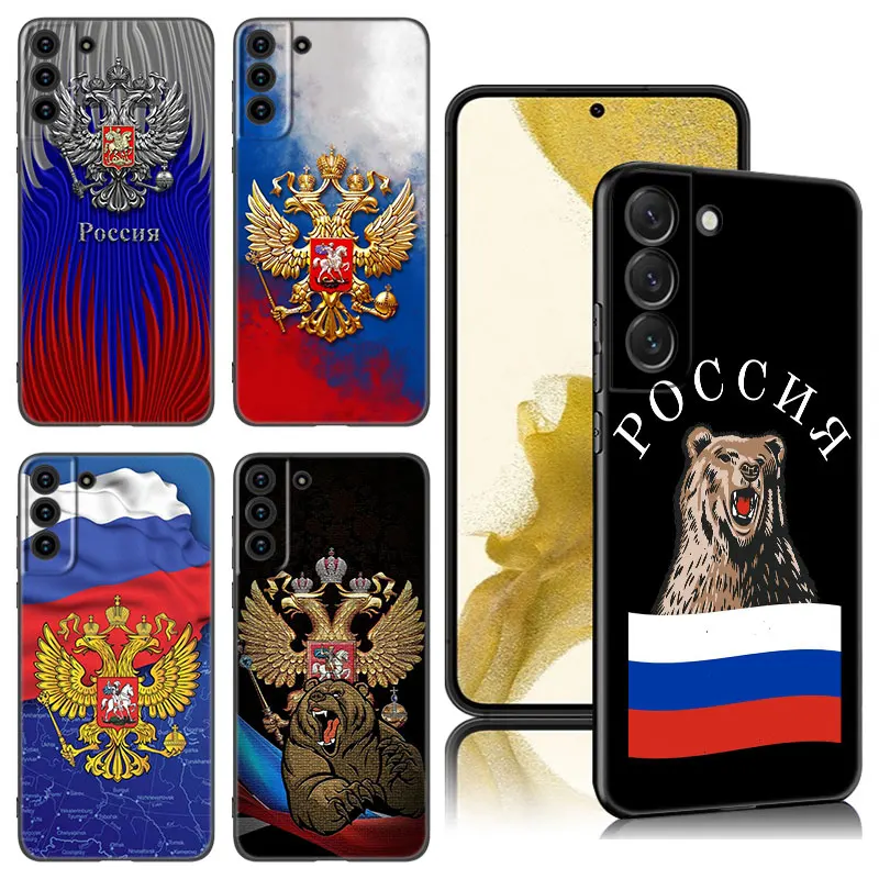 Russia Russian Flags Emblem Phone Case Per Samsung Galaxy S20 S21 S23 Fe S22 Ultra S10E S10 Lite S8 S9 Plus S7 Edge Black Cover