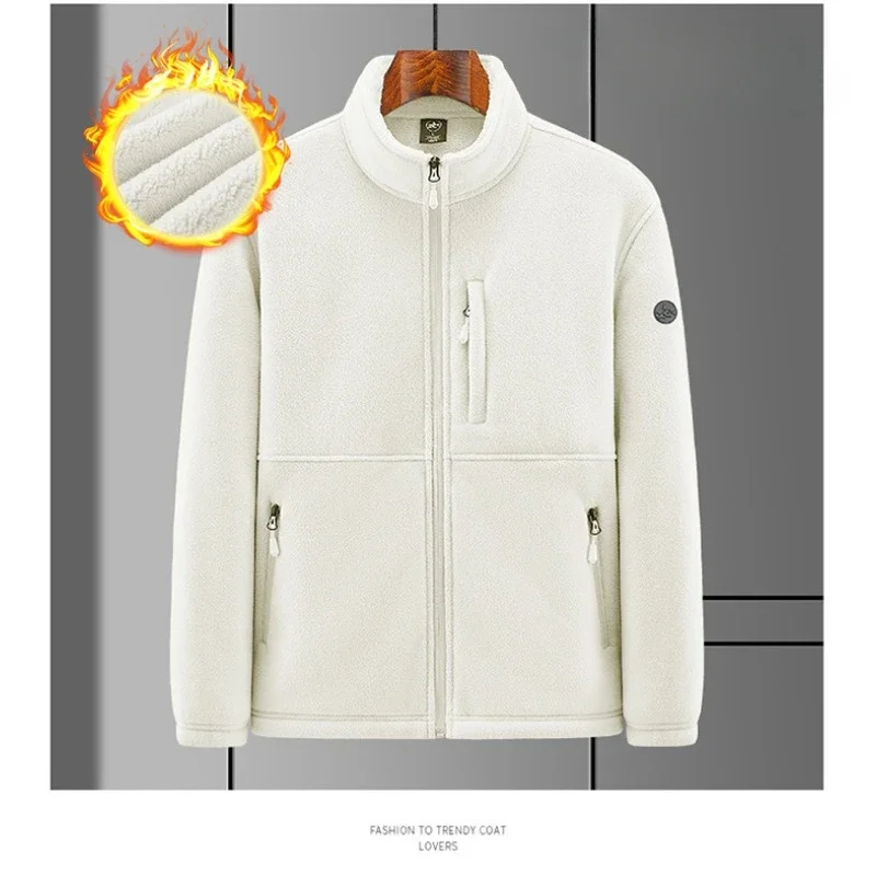 Winter jacket fleece jacket sports jacket Winter Jacket Men Trendy Added Fleece Thick Lamb Jacket Outdoor Sportswear Oversized Jacket