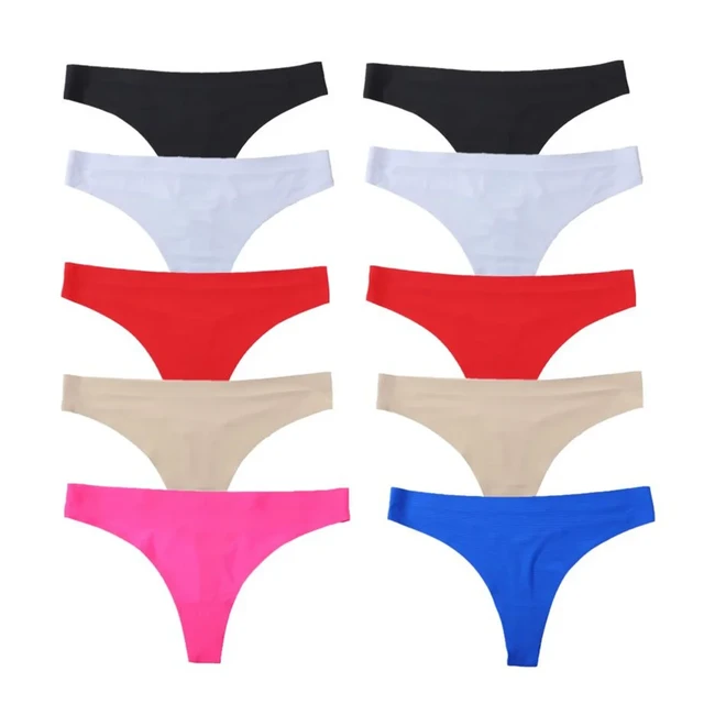 Panties Tanga Womens 10 Pcs, Plus Us Size Seamless Thong