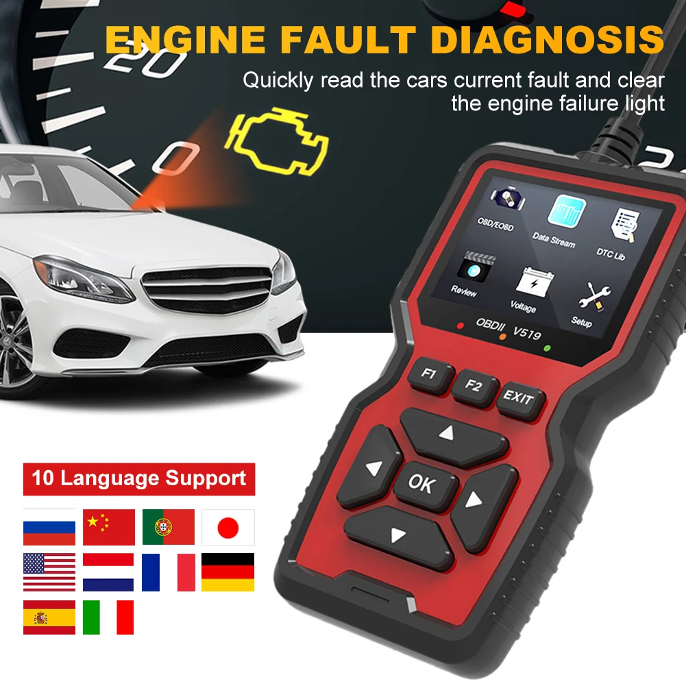 

OBD2 Car Scanner Diagnostic Tool Automotive Fault Code Reader Diagnosis Tool for Checking Engine Lamp Battery Voltage Test