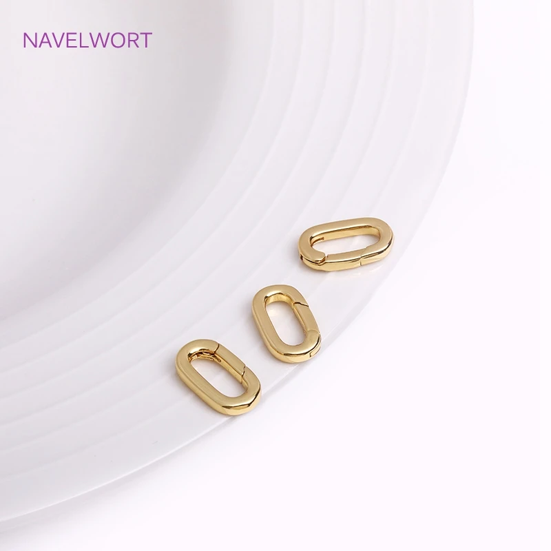 Spring Clasps 18K Gold Plated Brass Heart/Oval Push Clasp Carabiner For DIY Handmade Jewelry Making Accessories