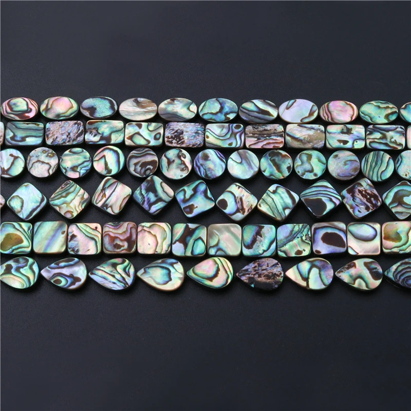 Natural Abalone Shell Waterdrop Square Oval Rectangle Round Flat Beads For DIY Jewelry Making Bracelet Necklace Accessories