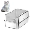 Extra Large Cat Litter Box with Lid Top Entry Litter Pan High Sided Top Exit Metal Cat Pan Anti-Urine Leakage for Big Cats Kitty