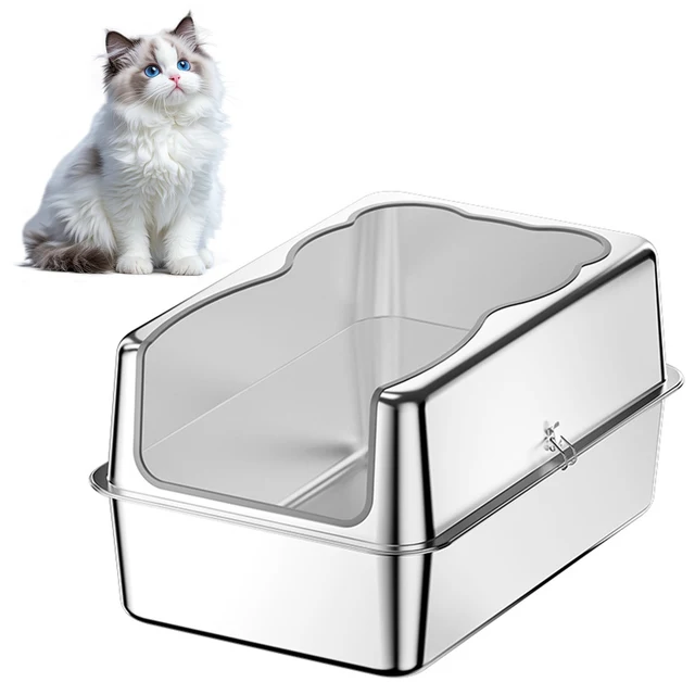 Extra Large Cat Litter Box with Lid Top Entry Litter Pan High Sided Top Exit Metal Cat Pan Anti-Urine Leakage for Big Cats Kitty Extra Large Cat Litter Box with Lid Top Entry Litter Pan High Sided Top Exit Metal Cat Pan Anti-Urine Leakage for Big Cats Kitty