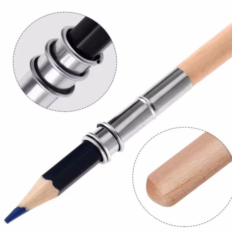 Easy to use strong stable non-slip durable metal pencil extender Stainless steel extender 5