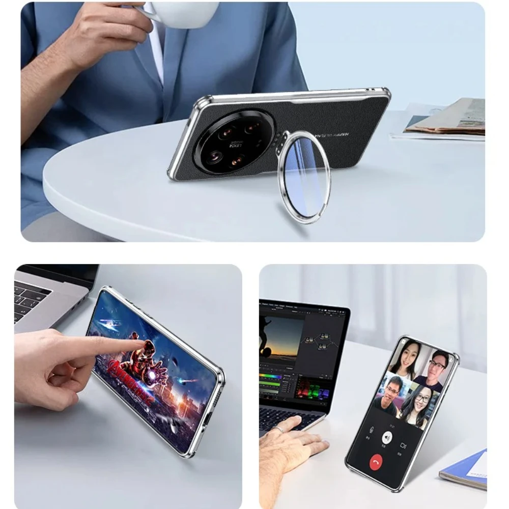 Premium Shockproof Leather Case with HD Camera Lens Protector