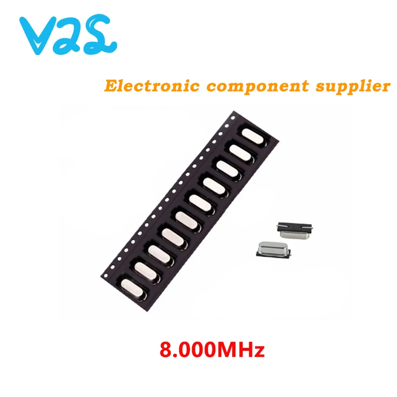 (10pcs) 100% New SMD 8M 8.000MHz 8MHZ 8.000M 20PPM Quartz Crystal Resonator Passive Oscillator 49SMD