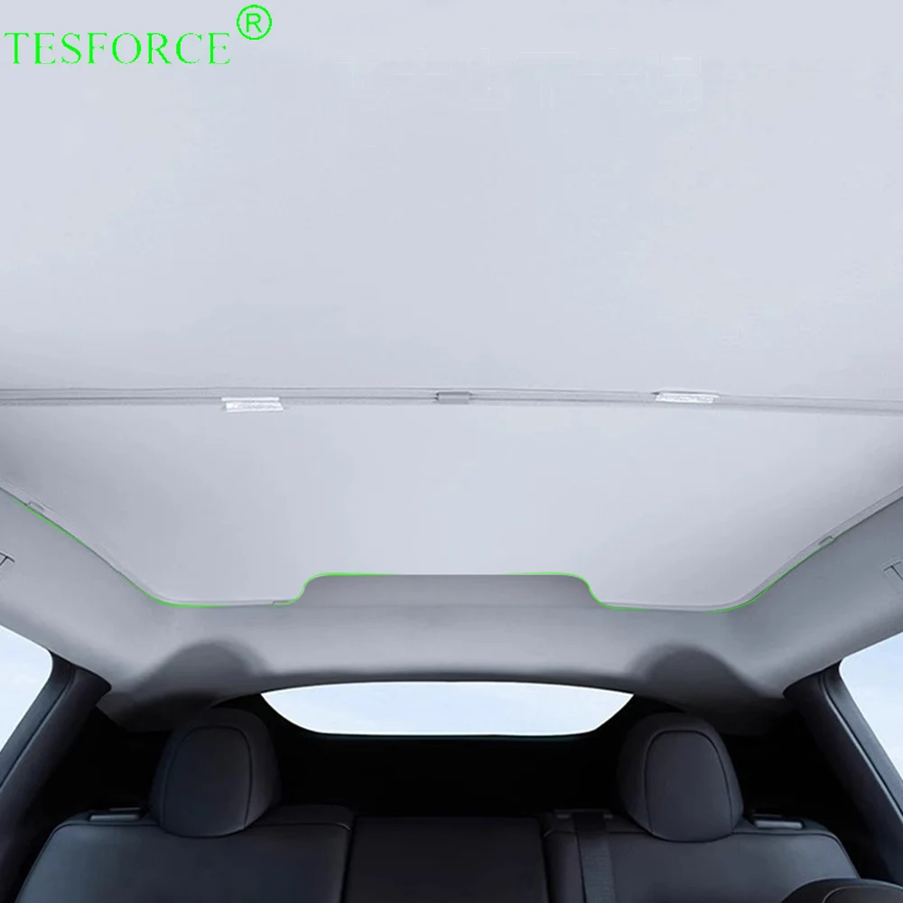 Parasole Per Tetto In Vetro Tesla Model Y 2021-2024 - 2 Pezzi, Colore Originale, Riduce Calore Del 70%