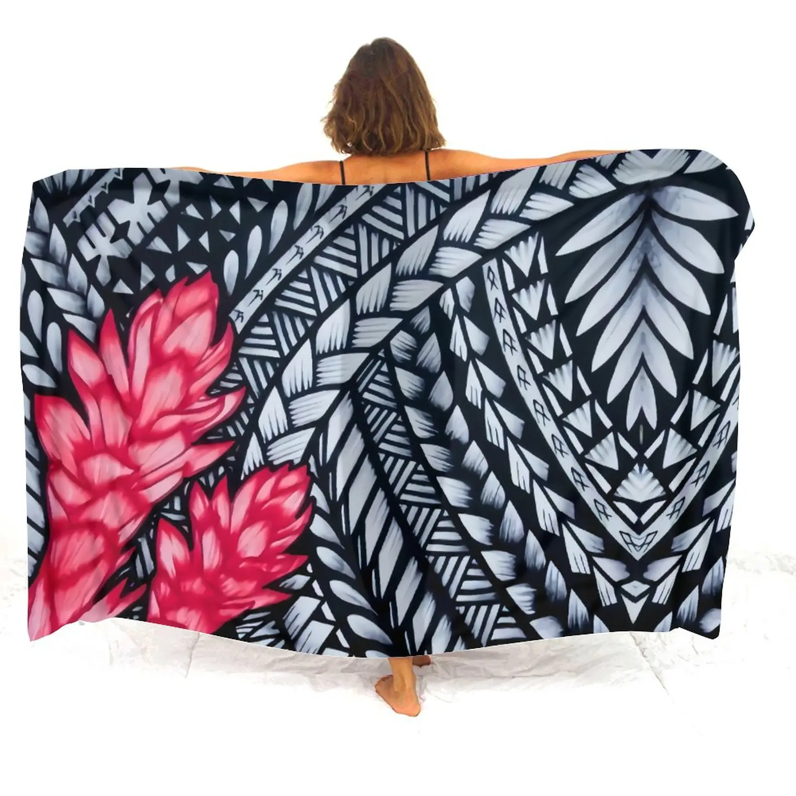 Summer Polynesian Ladies Sarong Custom Vintage Tattoo Floral Print Sarong Seaside Temperament Sciarpa Beach Costume Da Bagno Sarong Coat