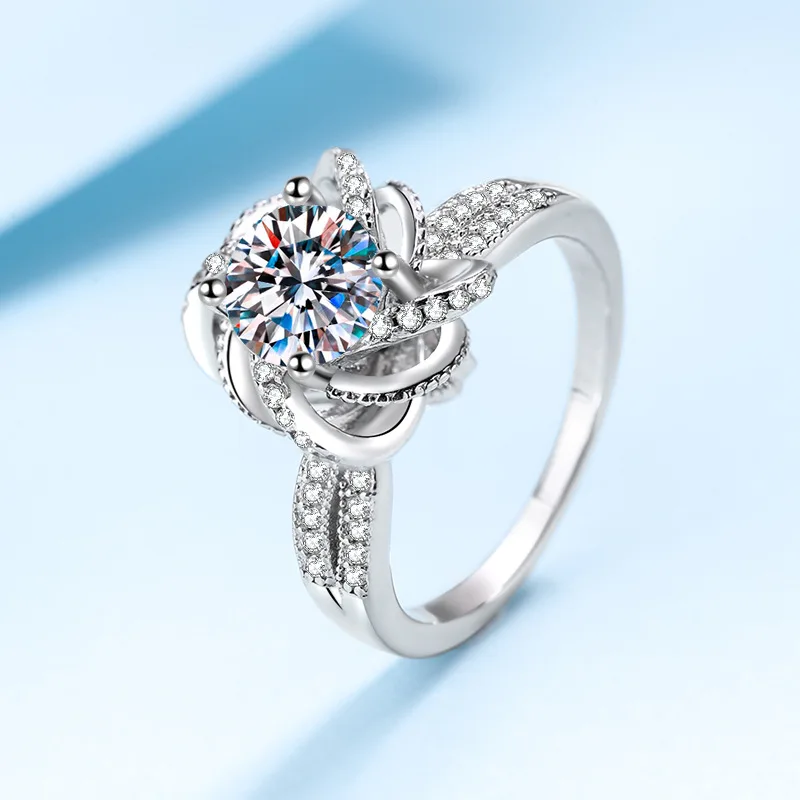 Women 925 Sterling Silver Diamond Engagement Rings 1 CT VVS1 D Color Moissanite Ring Fountain Wedding Band Fine Jewelry |