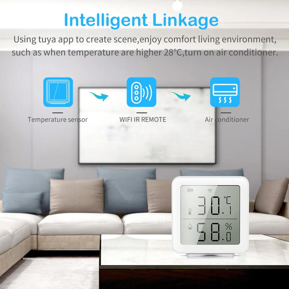 Tuya smart wifi temperature and humidity sensor indoor wireless detector linkage electronic sensor