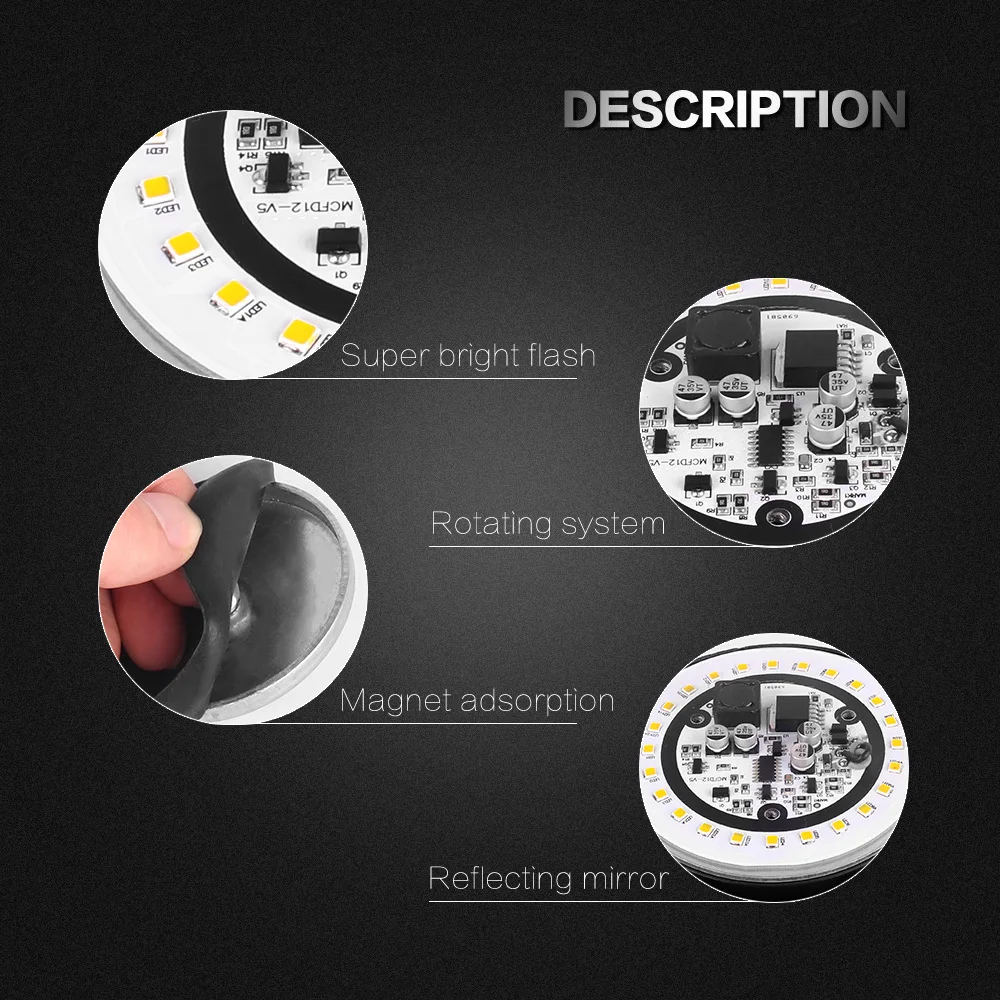 LED Rotating Flashing Strobe Light 12-24V Emergency Fire Truck Warning Lamp Indicator Magnetic Signal Beacon Lights