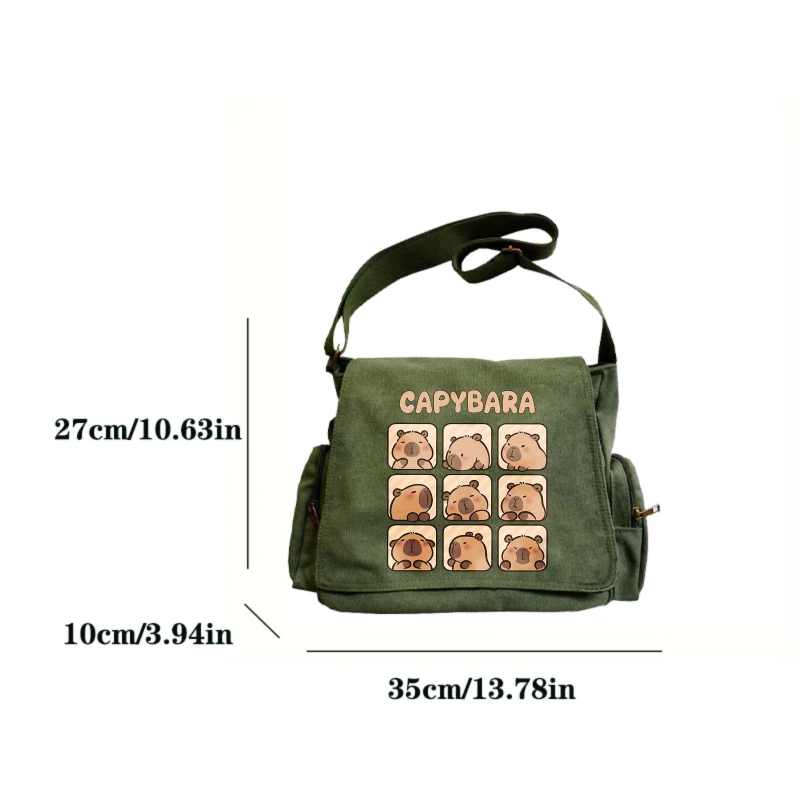 Casual Canvas Women's Bag Men's Messenger Bag Shoulder Bag Crossbody Bag Capybara Print Large Capacity