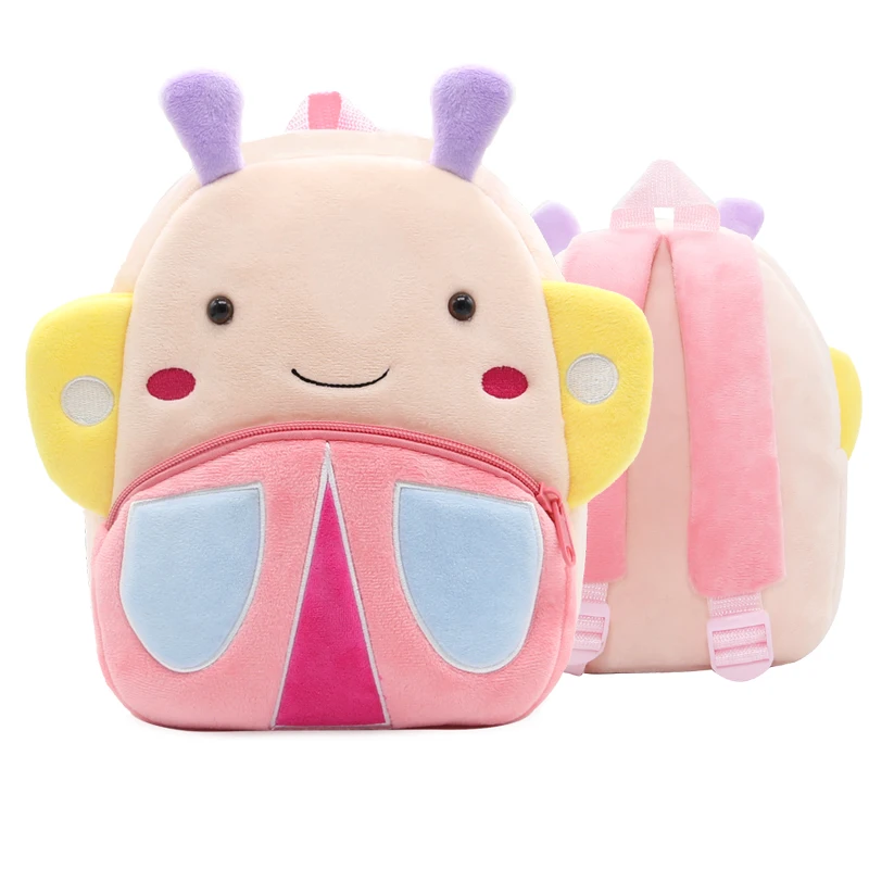 Girls School Backpack Cute Pink Butterfly Kids Plush Backpack Kindergarten School Bag 1