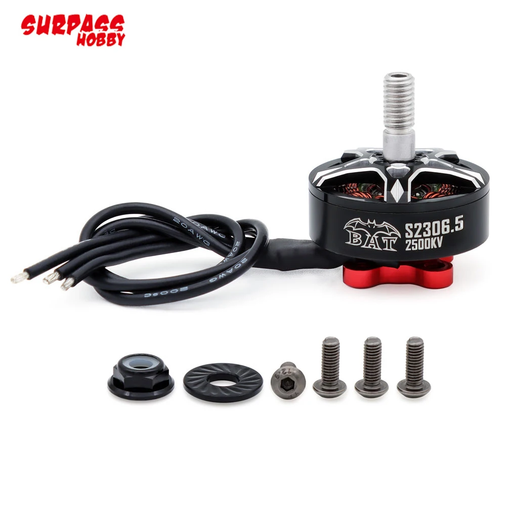 

Surpass Hobby Bat S2306.5 1800KV 2500KV 6S Brushless Motor 4mm Alloy Shaft Compatible 5-6inch Propeller for RC FPV Racing Drone