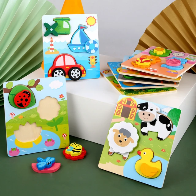 Quebra-cabeça de madeira montessori crianças jogo quebra-cabeça brinquedos  de papelão para crianças infantil bebê