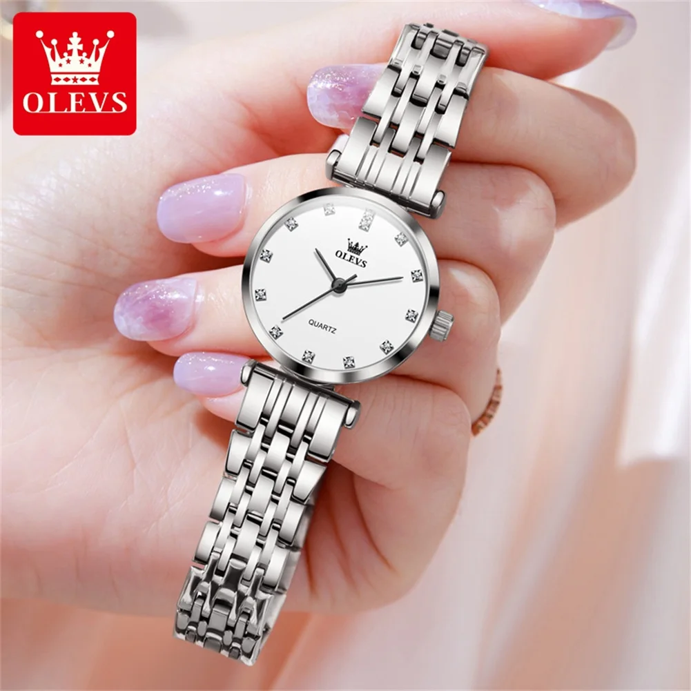 OLEVS Quartz Watches for Women Luxury Golden Stainless Steel Women's Watches Waterproof Elegant Ladies Dress Wristwatches Reloj