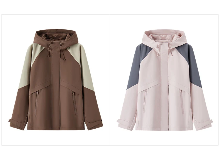 Jacket Women Mid-Length Jacket Sleeves Loose-Fit Waterproof Oil-Resistant Stain-Resistant New Autumn Hooded Jacket