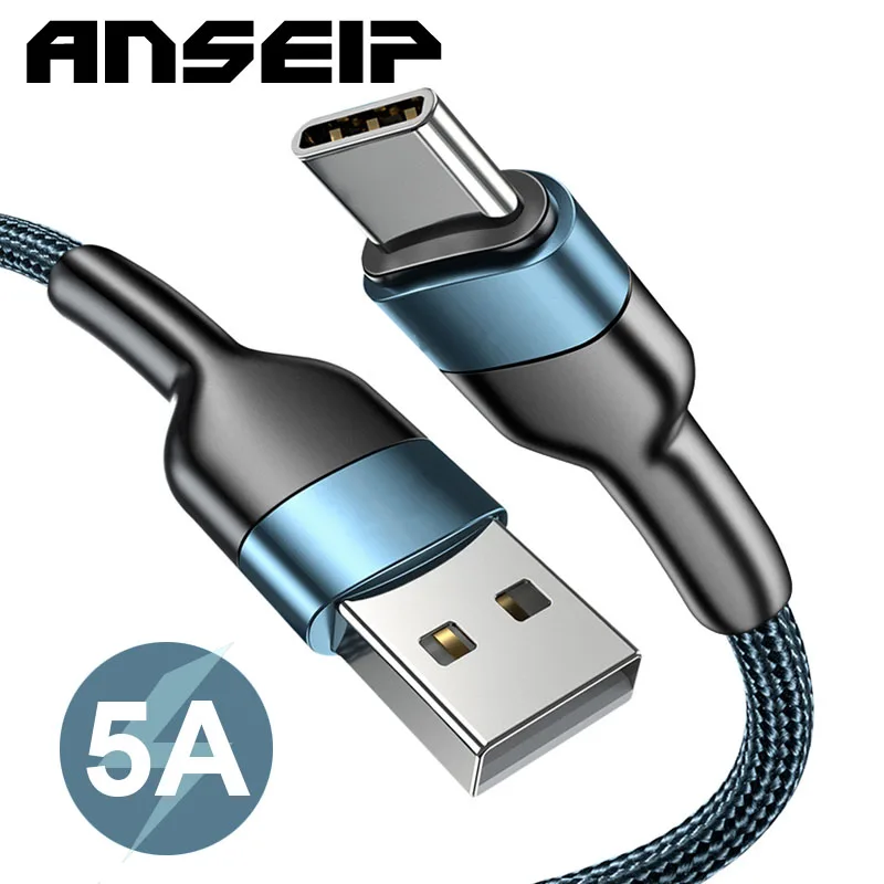 

ANSEIP 5A USB Cable USB Type c Charge Cables For Xiaomi Redmi Samsung Huawei P40 P50 P30 USB Type c Fast Charging Data sync Cord