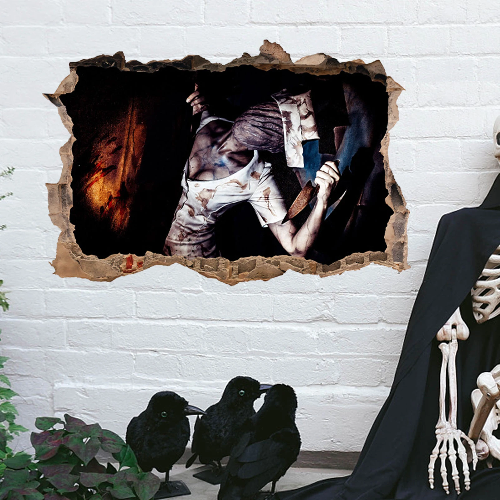 Haunted Mansion Outdoor Halloween Decorations 2022 2022 Halloween Horror Break The Wall Haunted House Stickers 3d Diy Painting Realistic For Glass Floor Home Indoor Outdoor Car Aliexpress