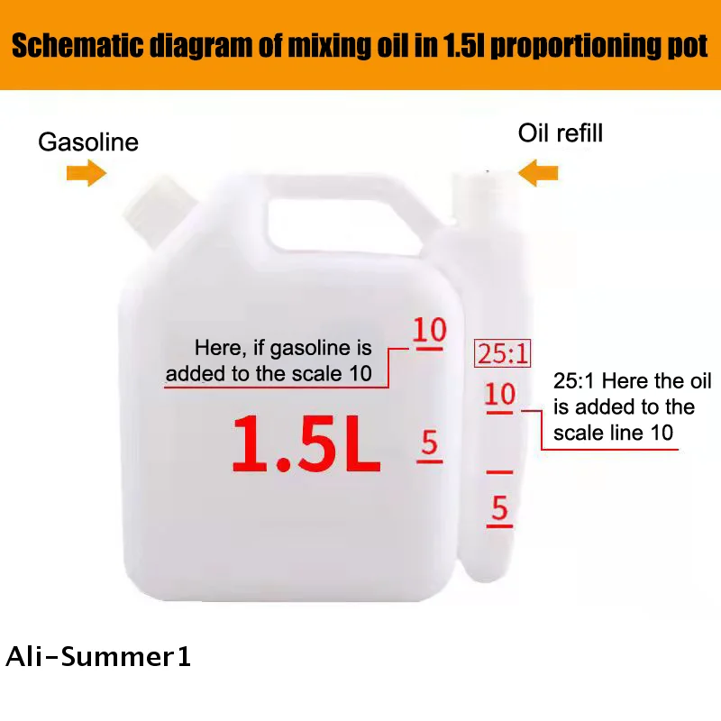 【E】1.5L Litre 2-Stroke Petrol Fuel Oil Mixing Bottle Tank For Trimmer Chainsaw Tools Parts Kitchen Gadget Accessories