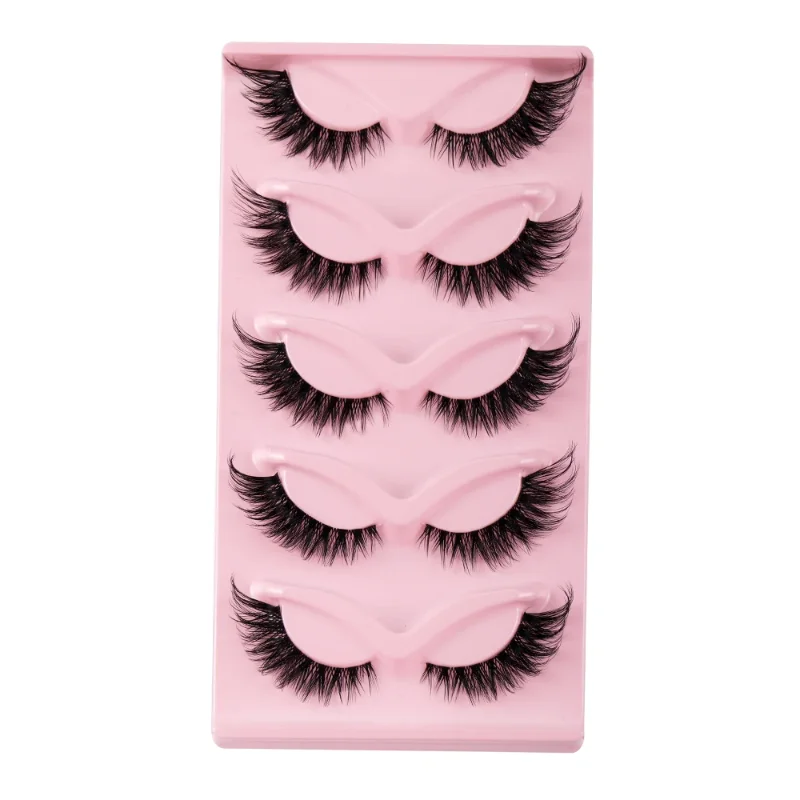 Fake Eyelashes 5 Pairs Cat Eye Faux Mink Manga Winged End