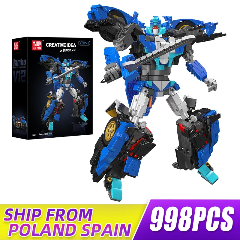 Mold King 10061 Transformation Robot Car Toys Lambo V12 Building Blocks Autobot Deformation Movies Gift For Boy