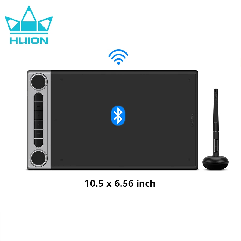 HUION 무선 그래픽 태블릿, 블루투스 5.0 모드, 드로잉 태블릿, 지지대 리눅스, 크롬, 맥 OS, 안드로이드 폰, Inspiroy 다이얼 2 Q630M