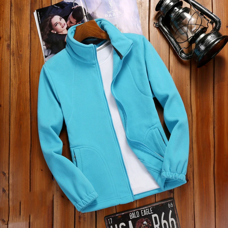 Women's Winter Zipper Cardigan - Warm Coral Fleece Jacket
